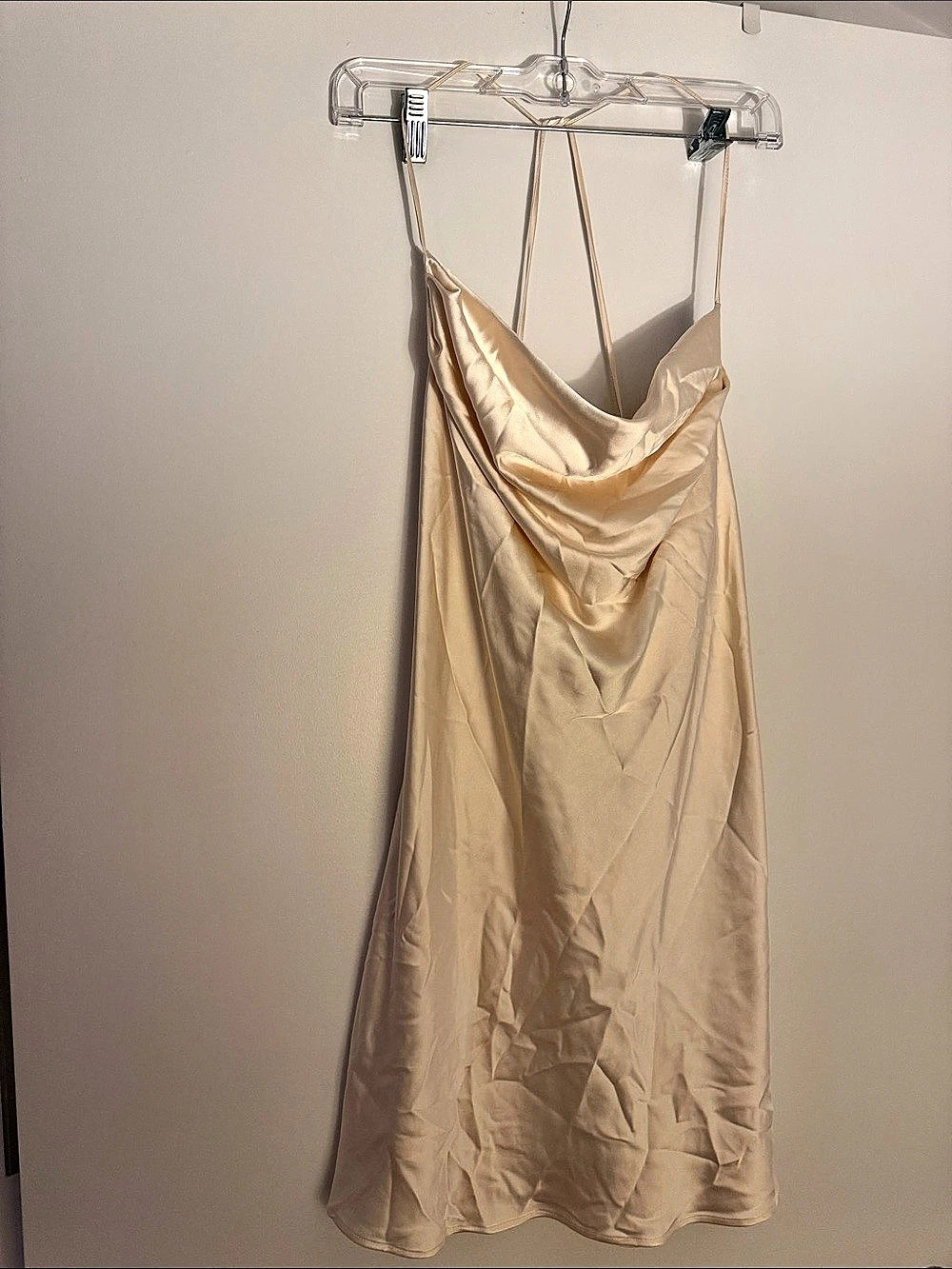 ZARA Draped Maxi Dress in Beige Size Large NWT